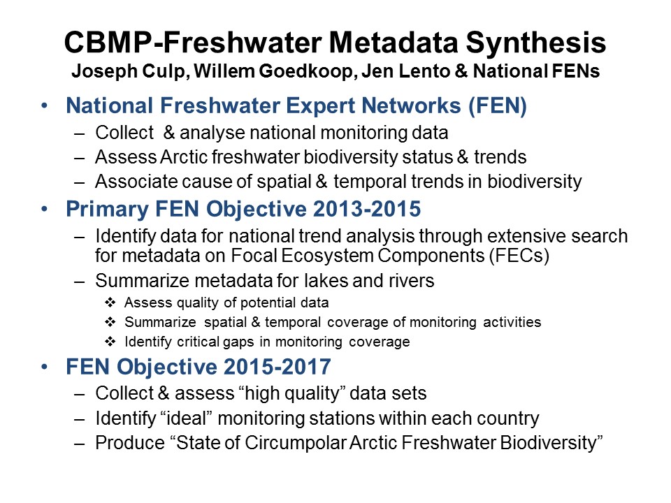 CULP CBMP Freshwater Metadata Synthesis DEC2