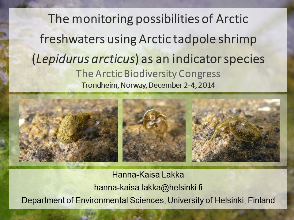 LAKKA The monitoring possibilities of Arctic tadpole shrimp (Lepidurus arcticus) as an indicator species