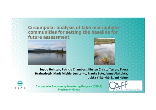 Circumpolar analysis of lake macrophyte communities for setting the baseline for future assessment: Seppo Hellsten