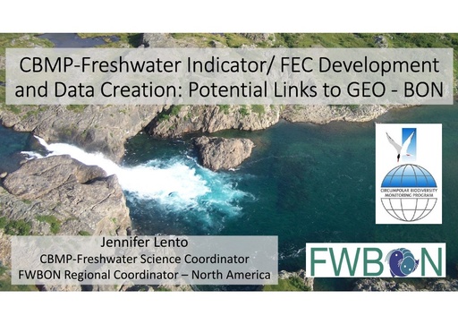 Presentation on SABR indicator/ FEC development and datacreation. Potential links to GEO - BON and other international partners: Jen Lento