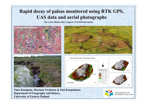 Rapid decay of palsas monitored using RTK GPS, UAS data and aerial photographs: Timo Kumpula