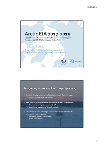 Good practice recommendations for EIA and public participation in the Arctic: Päivi A. Karvinen