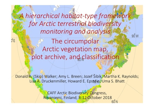 Circumpolar arctic vegetation mapping, plot-data archive, classification, and transects: A framework for examining arctic terrestrial change: Donald A. Walker