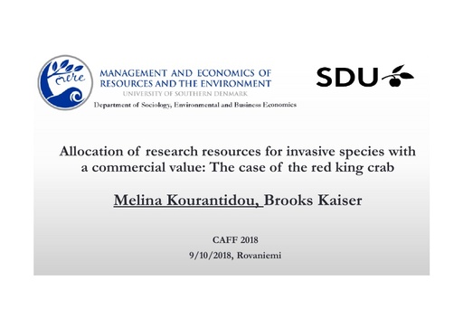 Allocation of research resources for invasive species with a commercial value: The case of the red king crab: Melina Kourantidou