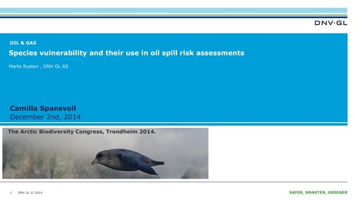 SPANSVOLL Species vulnerability and their use in oil spill risk assessments