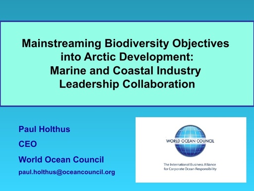 Holthus   World Ocean Council   Arctic Biodiv Congr dec3